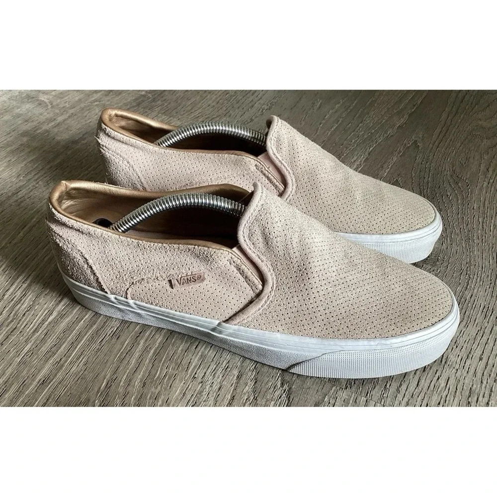 Vans Womens Size 8 Classic Slip On Suede Rose Gold Sneakers Blush Pink Shoes